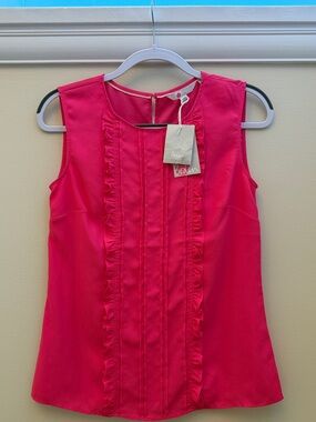 Boden Pink Ruffle Trim Sleeveless Shell Top